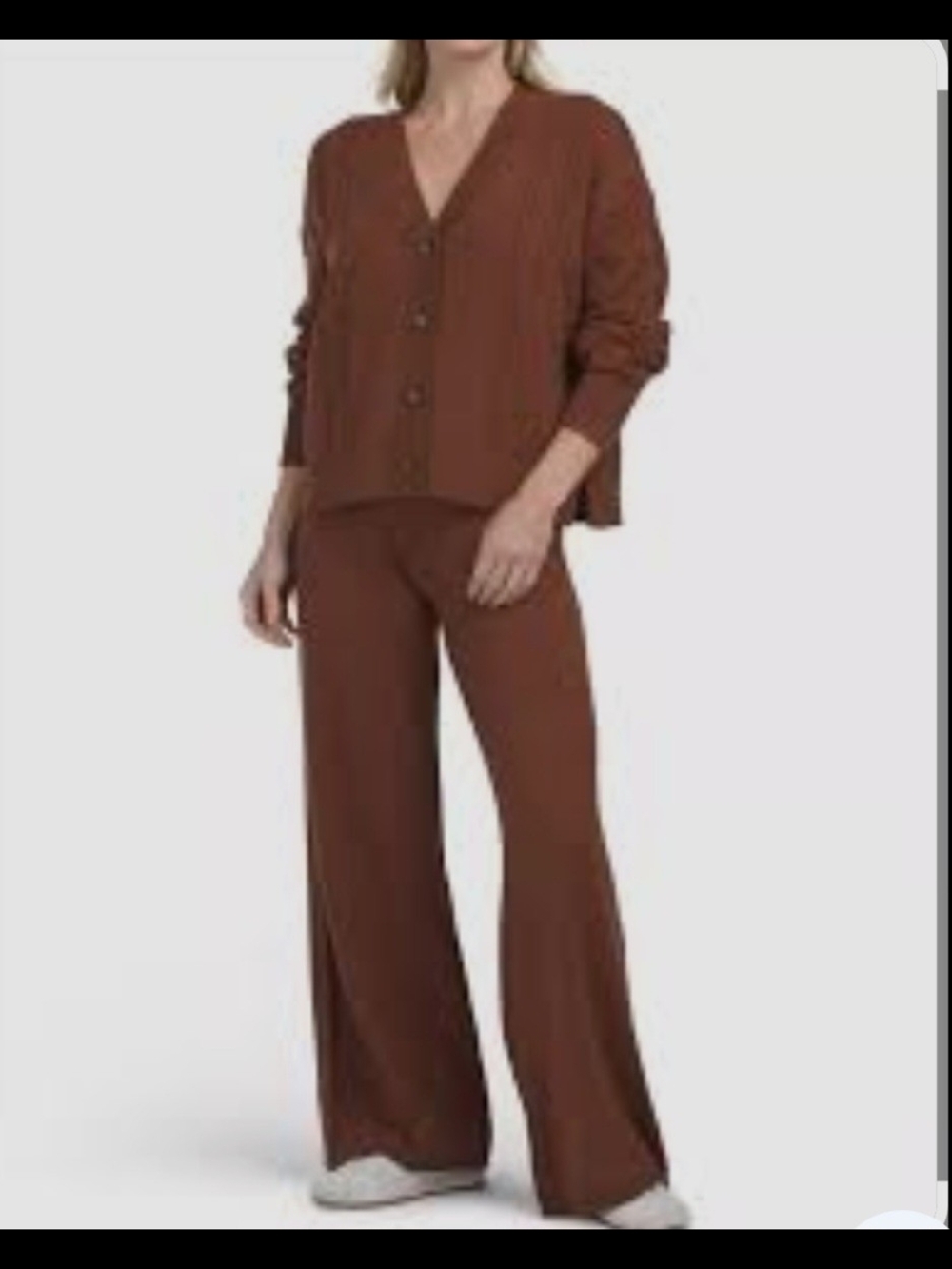Splendid Set Relaxed Wide-Leg Pants in Brown